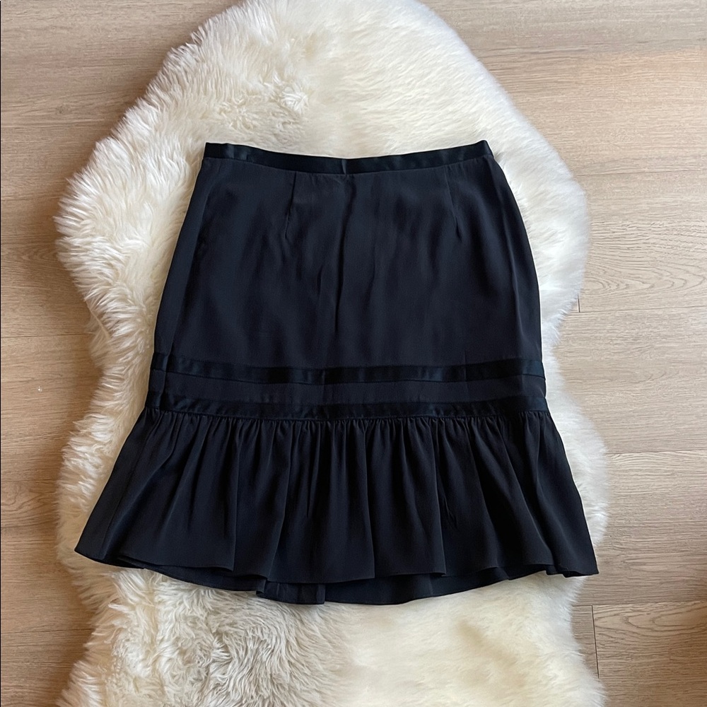 Marc Jacobs Silk Black Ruffled A-Line Skirt